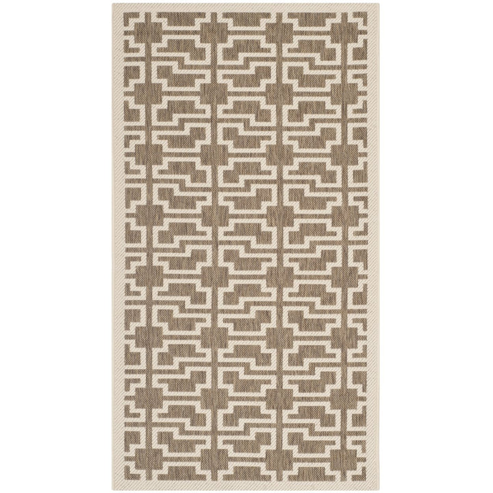 SAFAVIEH Indoor Outdoor CY6015-242 Courtyard Mocha / Beige Rug Image 1