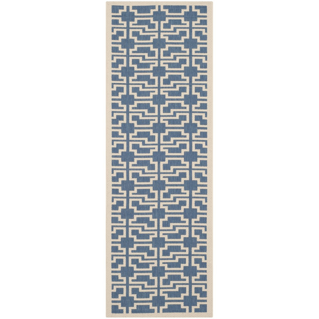 SAFAVIEH Indoor Outdoor CY6015-243 Courtyard Blue / Beige Rug Image 1