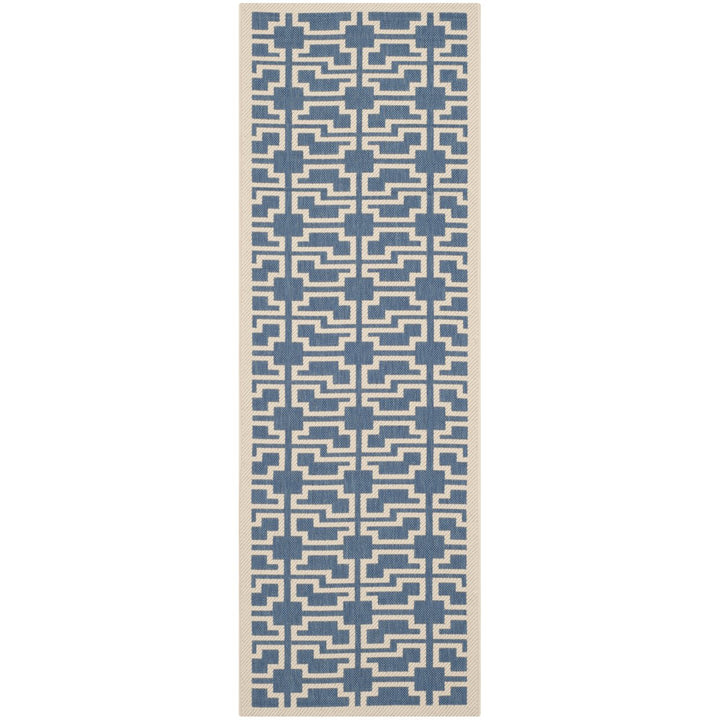 SAFAVIEH Indoor Outdoor CY6015-243 Courtyard Blue / Beige Rug Image 1