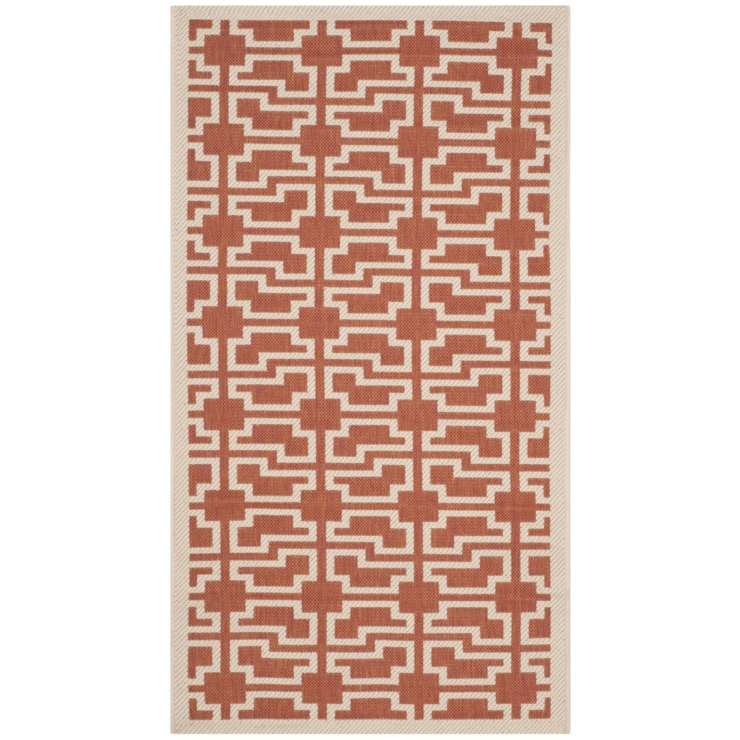 SAFAVIEH Outdoor CY6015-241 Courtyard Terracotta / Beige Rug Image 7