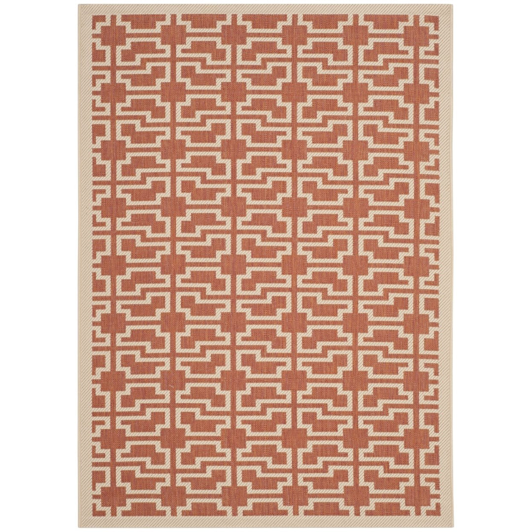 SAFAVIEH Outdoor CY6015-241 Courtyard Terracotta / Beige Rug Image 8