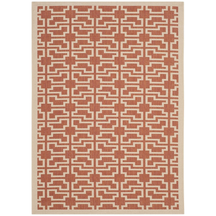 SAFAVIEH Outdoor CY6015-241 Courtyard Terracotta / Beige Rug Image 8