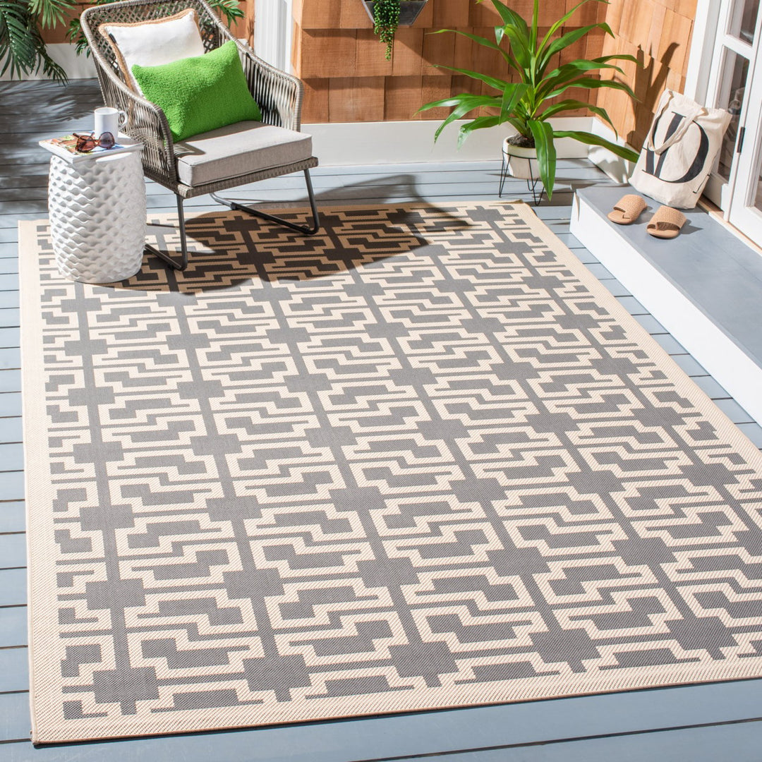 SAFAVIEH Indoor Outdoor CY6015-246 Courtyard Grey / Beige Rug Image 1