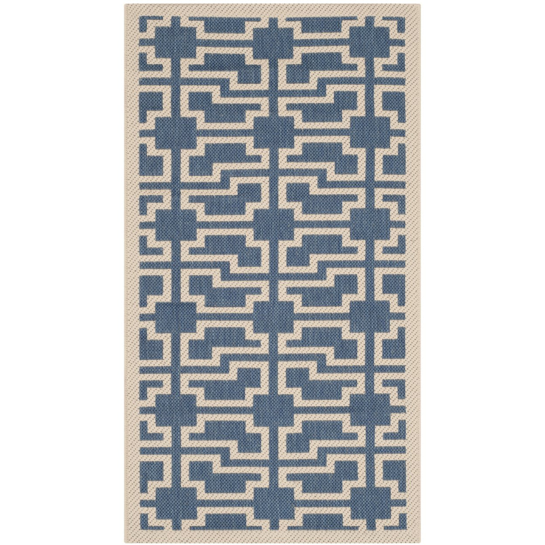 SAFAVIEH Indoor Outdoor CY6015-243 Courtyard Blue / Beige Rug Image 1