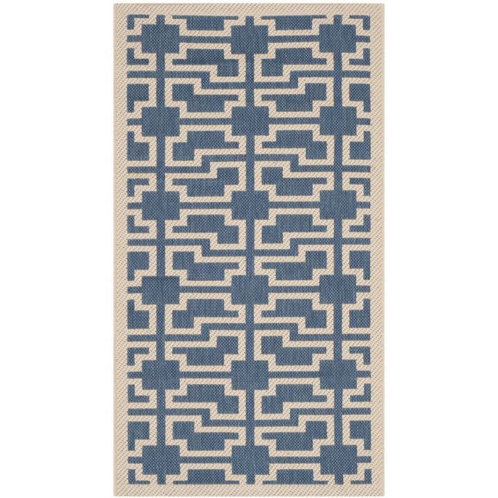 SAFAVIEH Indoor Outdoor CY6015-243 Courtyard Blue / Beige Rug Image 1