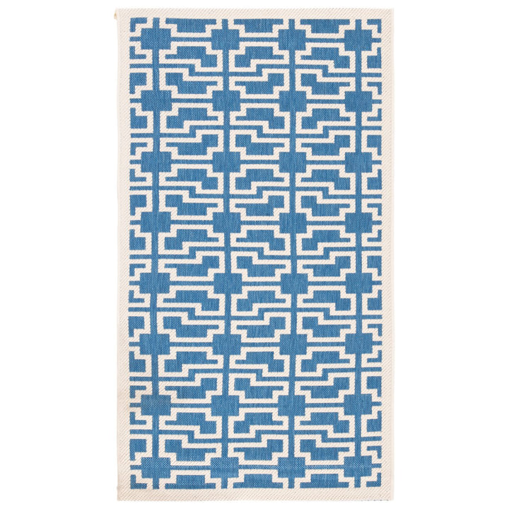 SAFAVIEH Indoor Outdoor CY6015-243 Courtyard Blue / Beige Rug Image 1