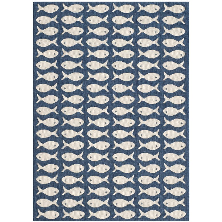 SAFAVIEH Indoor Outdoor CY6013-268 Courtyard Navy / Beige Rug Image 10