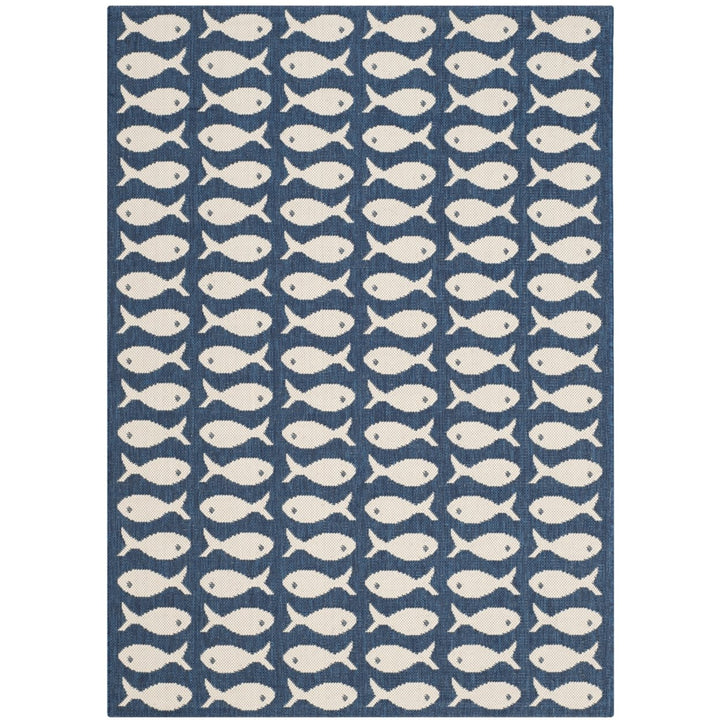 SAFAVIEH Indoor Outdoor CY6013-268 Courtyard Navy / Beige Rug Image 1