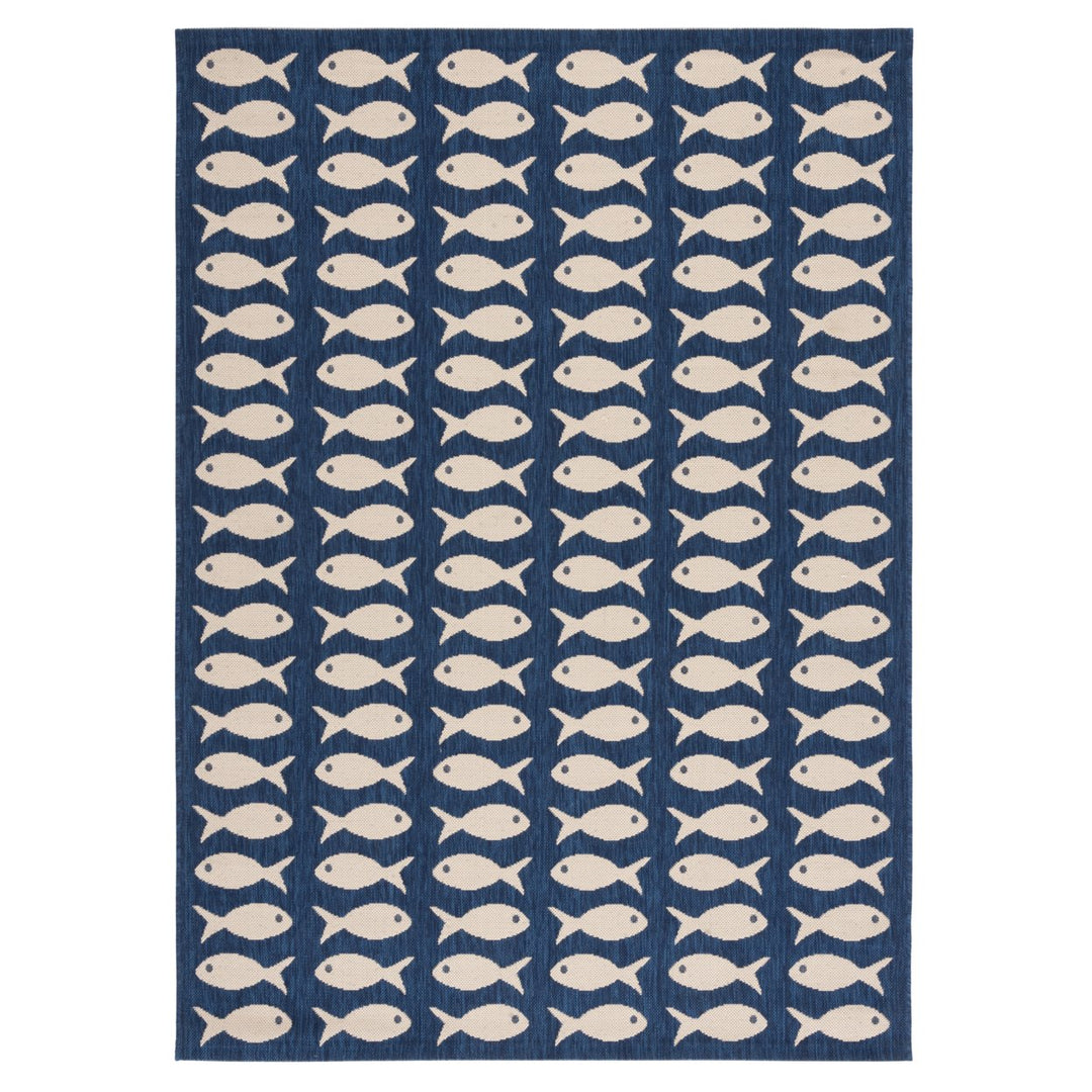 SAFAVIEH Indoor Outdoor CY6013-268 Courtyard Navy / Beige Rug Image 1