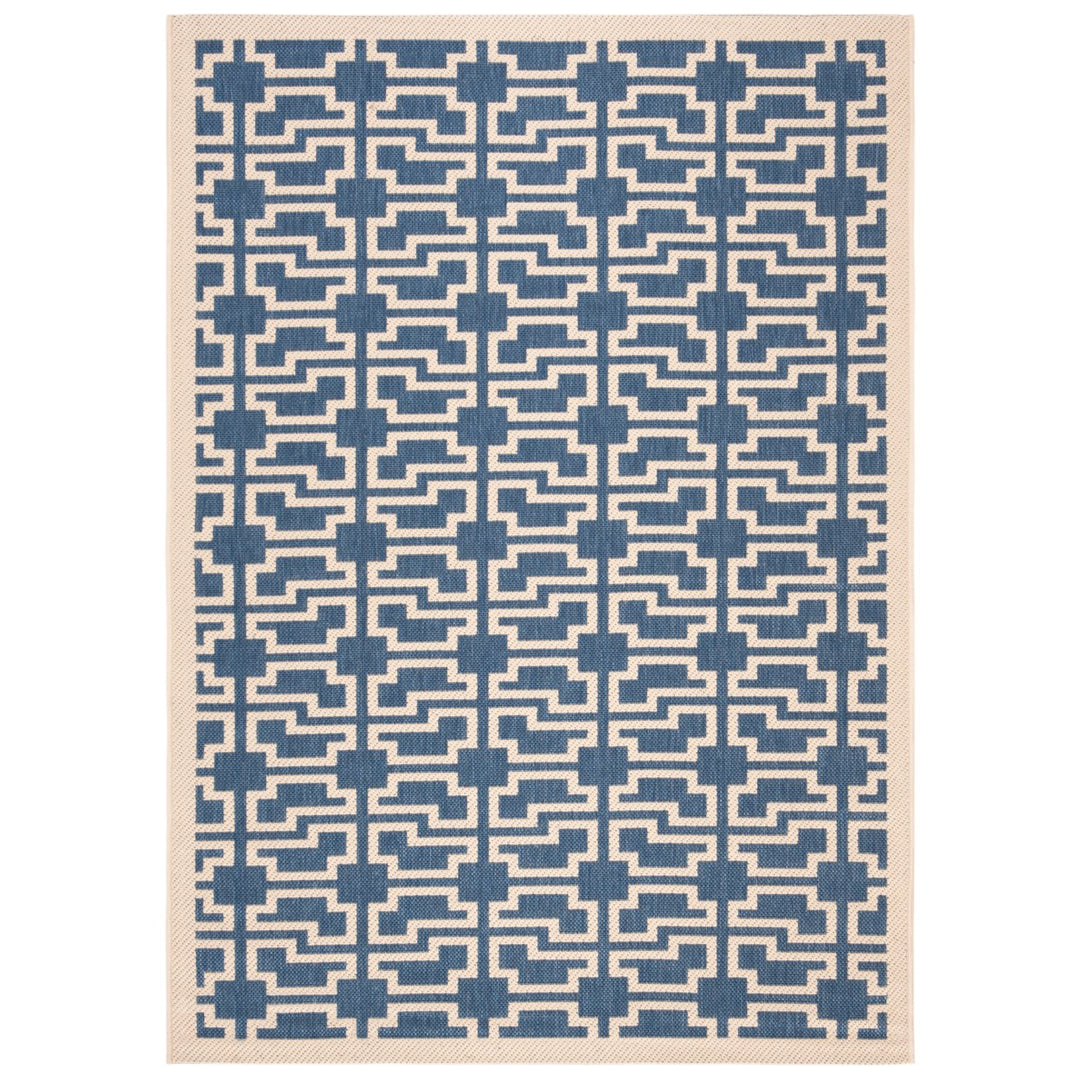 SAFAVIEH Indoor Outdoor CY6015-243 Courtyard Blue / Beige Rug Image 1