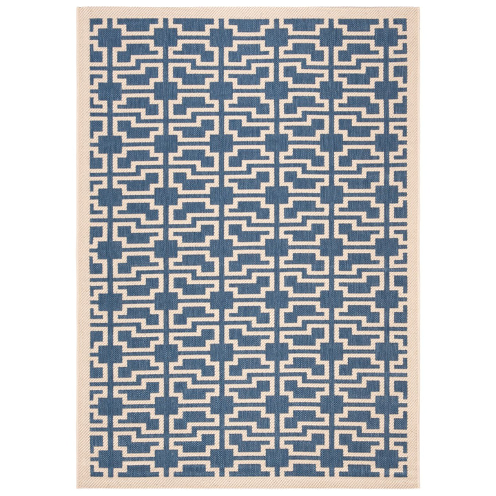 SAFAVIEH Indoor Outdoor CY6015-243 Courtyard Blue / Beige Rug Image 1