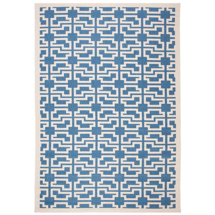 SAFAVIEH Indoor Outdoor CY6015-243 Courtyard Blue / Beige Rug Image 1