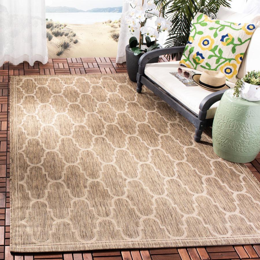 SAFAVIEH Indoor Outdoor CY6016-242 Courtyard Brown / Beige Rug Image 1