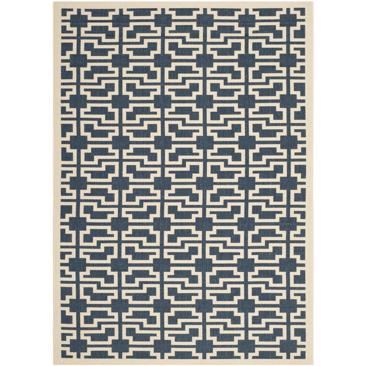 SAFAVIEH Indoor Outdoor CY6015-268 Courtyard Navy / Beige Rug Image 1