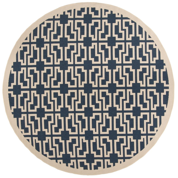 SAFAVIEH Indoor Outdoor CY6015-268 Courtyard Navy / Beige Rug Image 1