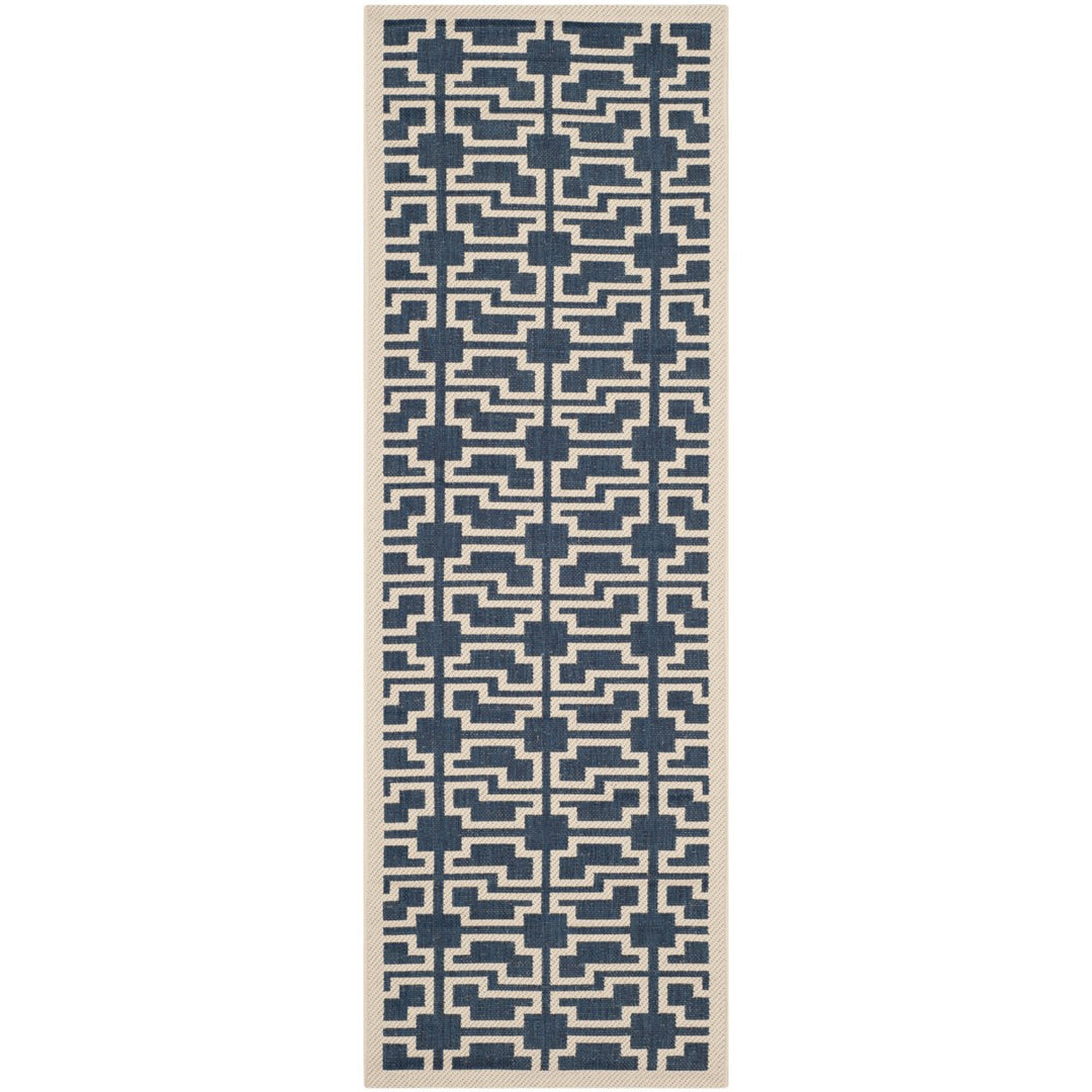 SAFAVIEH Indoor Outdoor CY6015-268 Courtyard Navy / Beige Rug Image 1