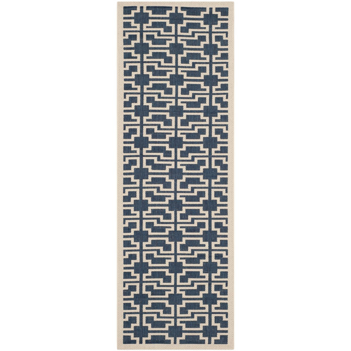 SAFAVIEH Indoor Outdoor CY6015-268 Courtyard Navy / Beige Rug Image 1