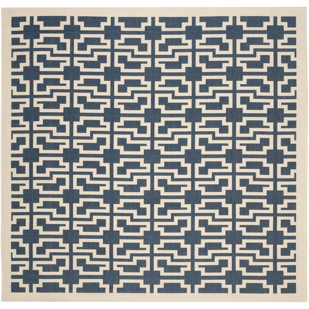 SAFAVIEH Indoor Outdoor CY6015-268 Courtyard Navy / Beige Rug Image 1