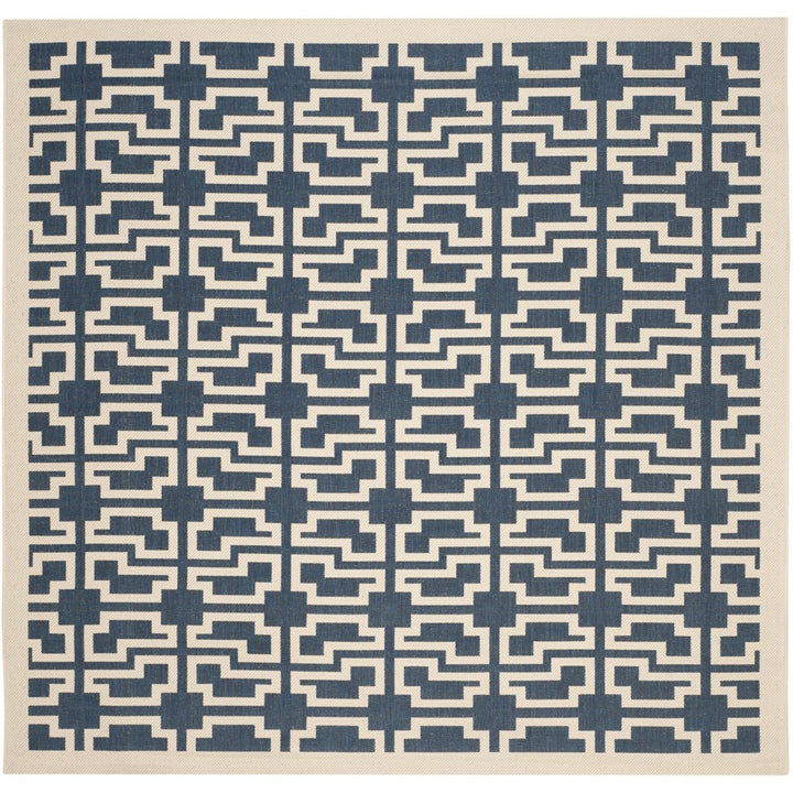 SAFAVIEH Indoor Outdoor CY6015-268 Courtyard Navy / Beige Rug Image 1