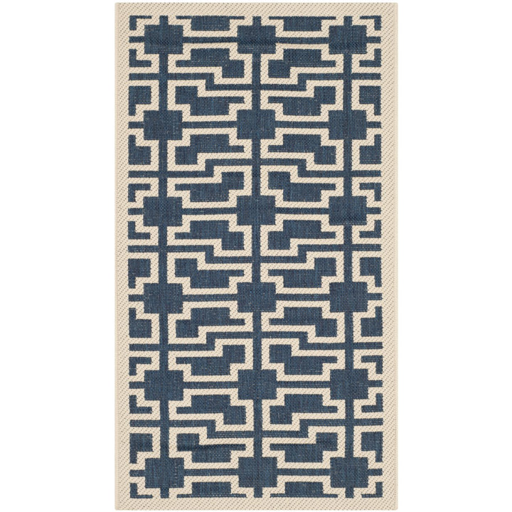 SAFAVIEH Indoor Outdoor CY6015-268 Courtyard Navy / Beige Rug Image 7