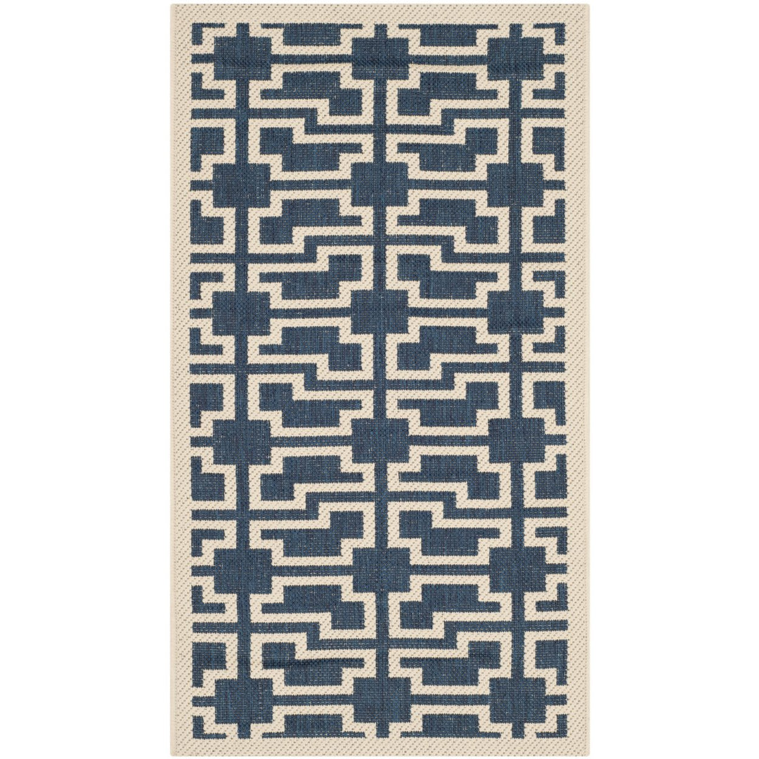 SAFAVIEH Indoor Outdoor CY6015-268 Courtyard Navy / Beige Rug Image 1