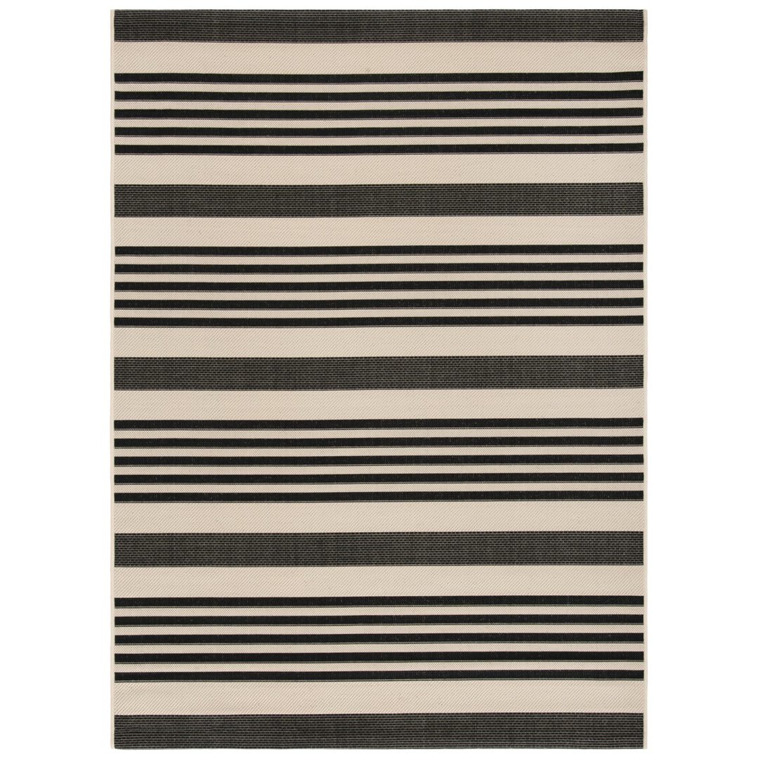 SAFAVIEH Indoor Outdoor CY6062-216 Courtyard Black / Bone Rug Image 2