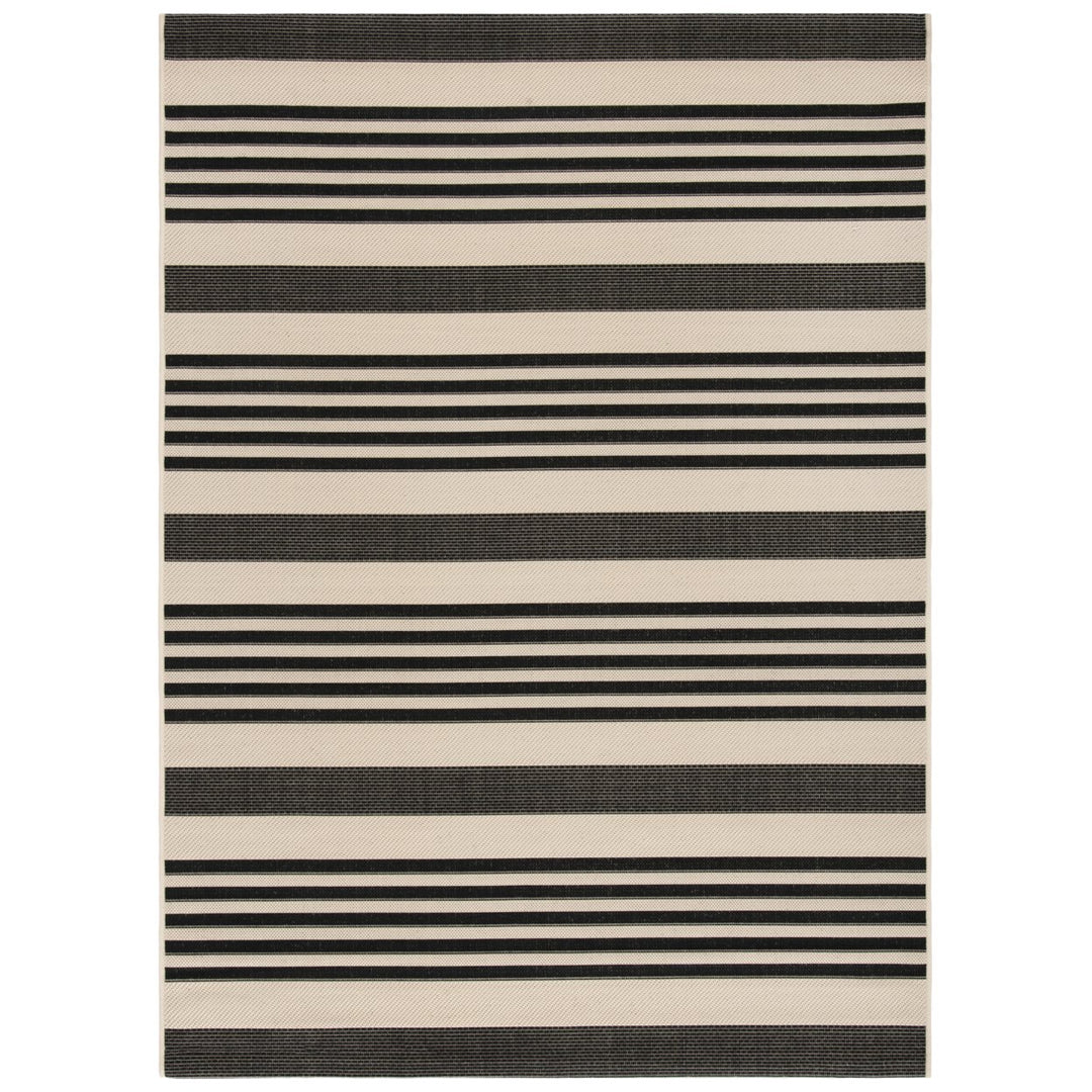 SAFAVIEH Indoor Outdoor CY6062-216 Courtyard Black / Bone Rug Image 1