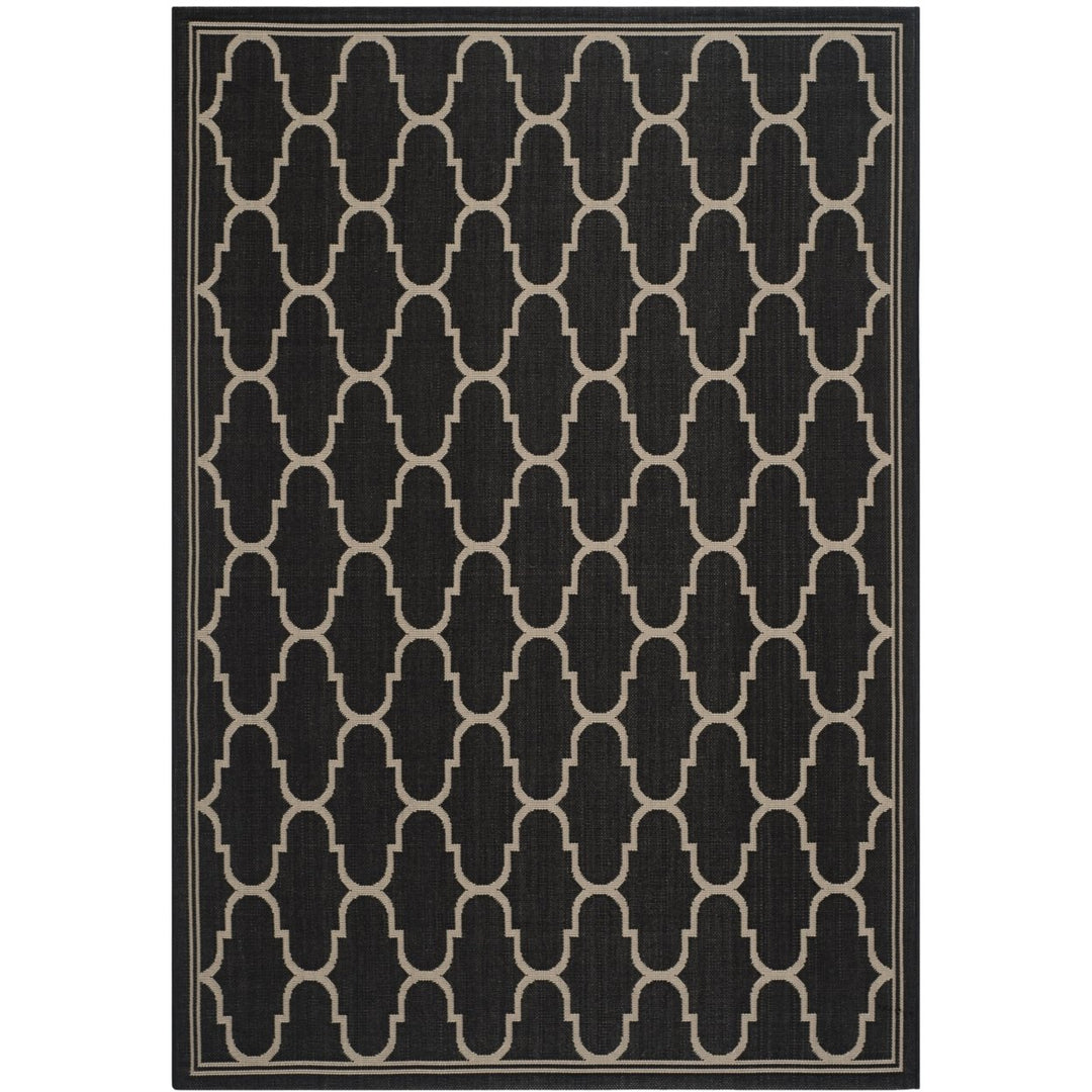 SAFAVIEH Indoor Outdoor CY6016-266 Courtyard Black / Beige Rug Image 1