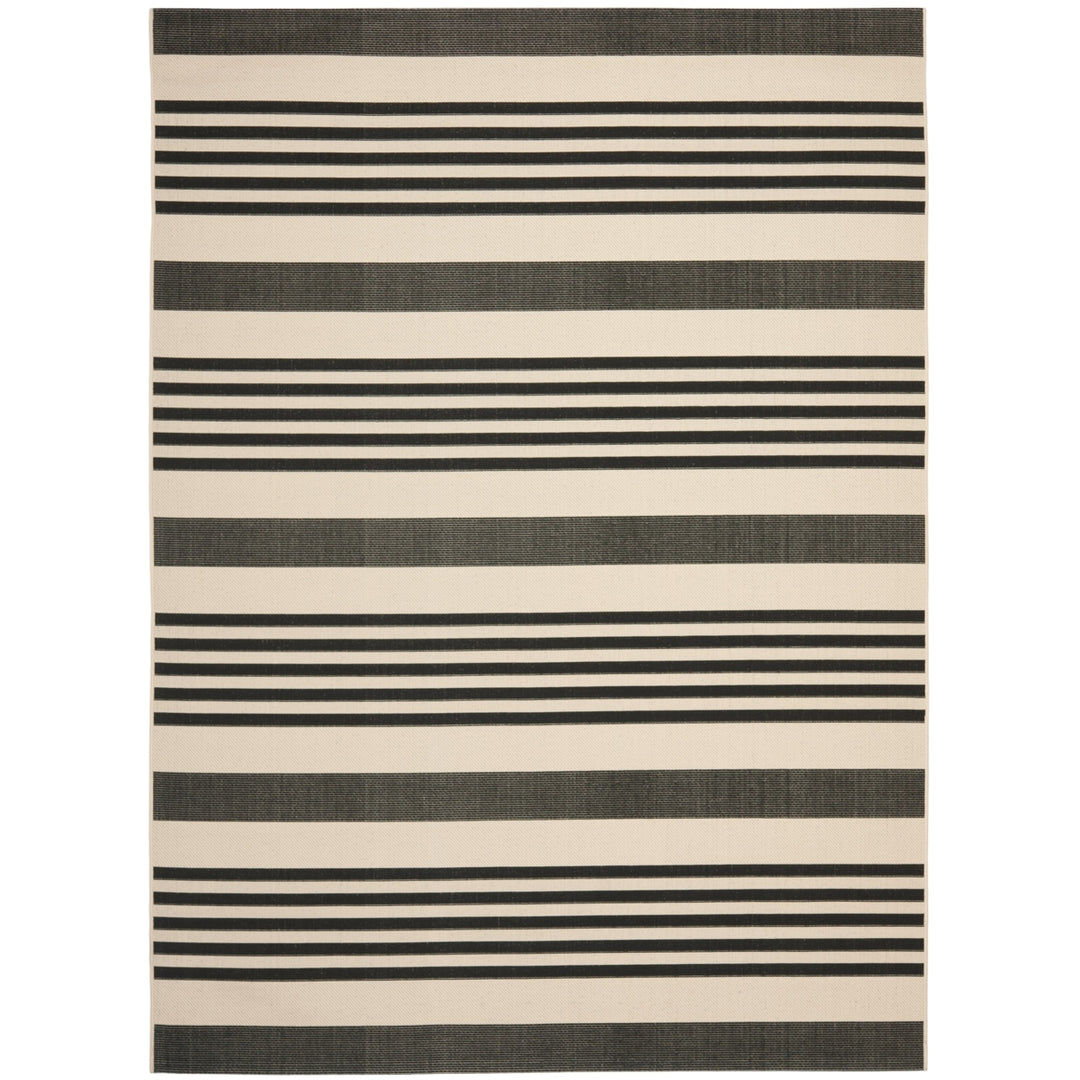 SAFAVIEH Indoor Outdoor CY6062-216 Courtyard Black / Bone Rug Image 3