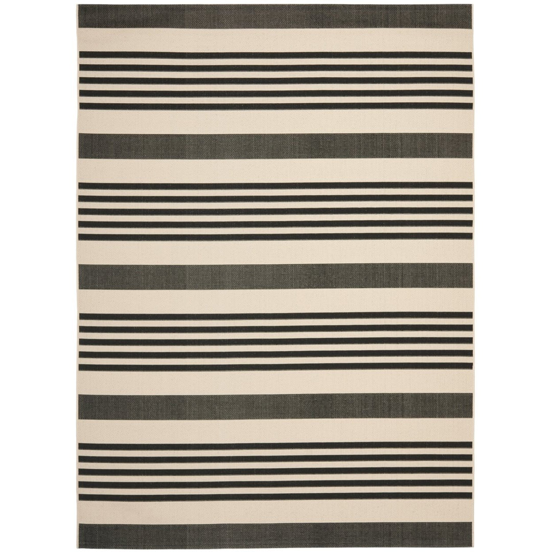 SAFAVIEH Indoor Outdoor CY6062-216 Courtyard Black / Bone Rug Image 1