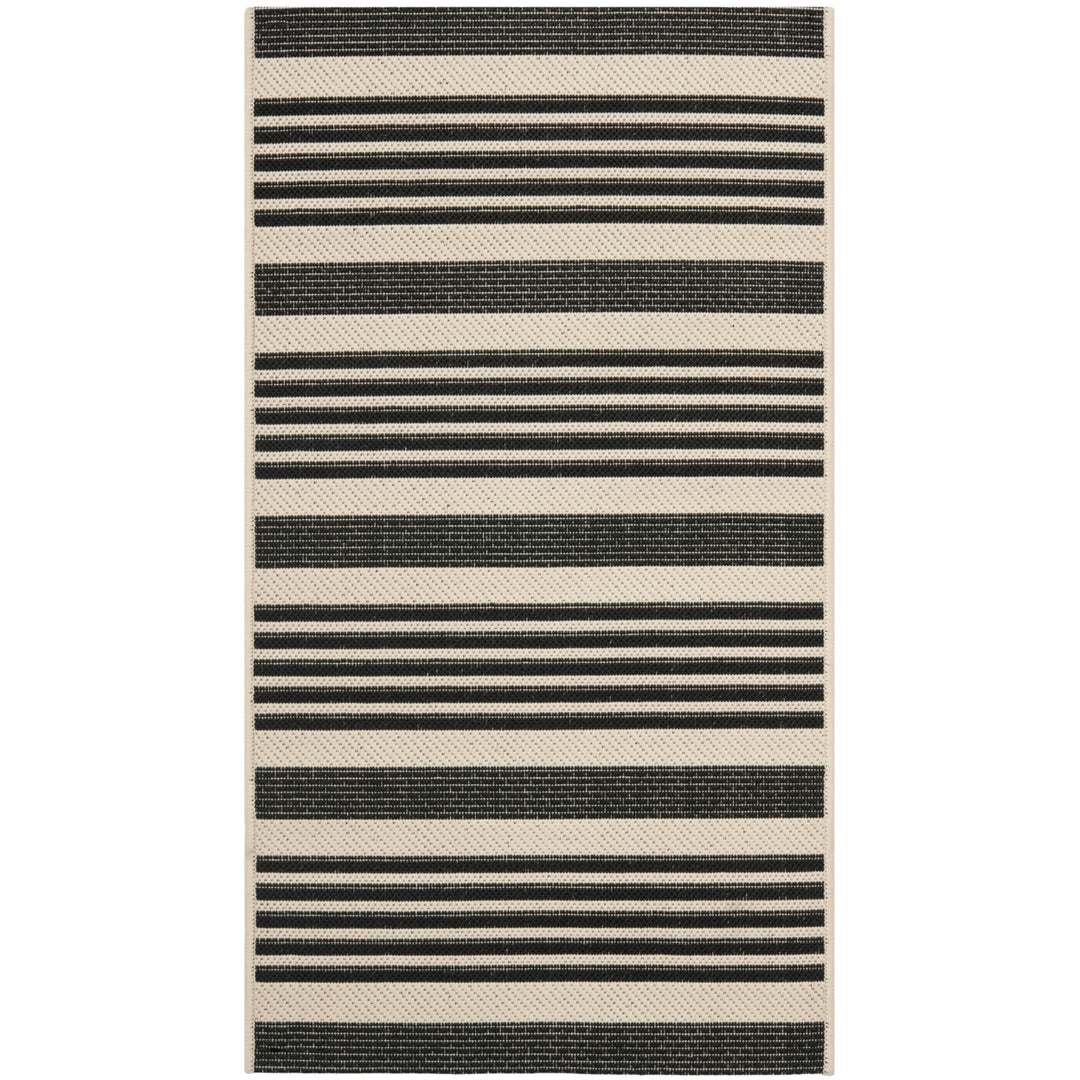 SAFAVIEH Indoor Outdoor CY6062-216 Courtyard Black / Bone Rug Image 4