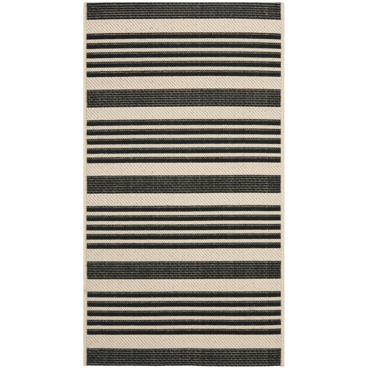 SAFAVIEH Indoor Outdoor CY6062-216 Courtyard Black / Bone Rug Image 4