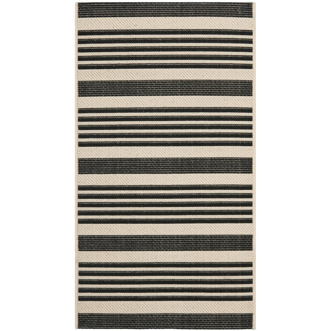 SAFAVIEH Indoor Outdoor CY6062-216 Courtyard Black / Bone Rug Image 1