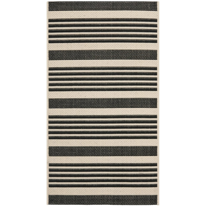 SAFAVIEH Indoor Outdoor CY6062-216 Courtyard Black / Bone Rug Image 1