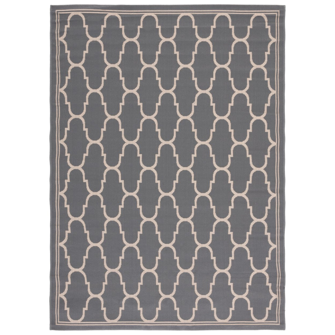 SAFAVIEH Outdoor CY6016-246 Courtyard Anthracite / Beige Rug Image 1