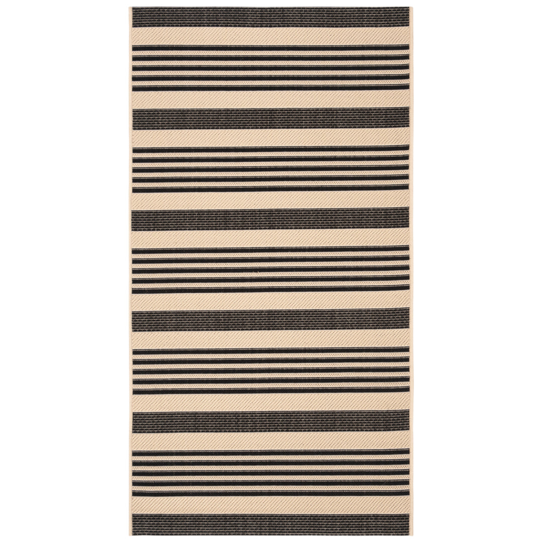 SAFAVIEH Indoor Outdoor CY6062-216 Courtyard Black / Bone Rug Image 7