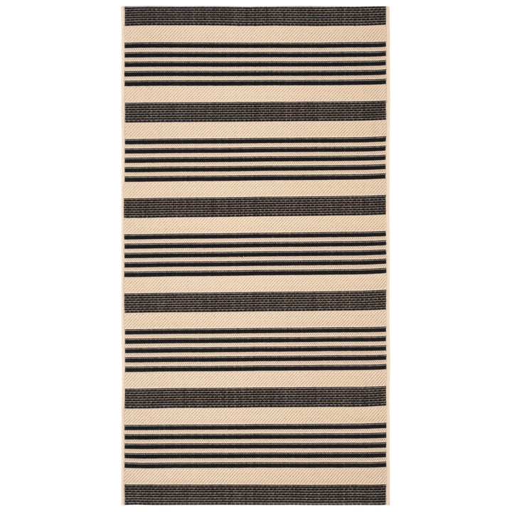 SAFAVIEH Indoor Outdoor CY6062-216 Courtyard Black / Bone Rug Image 7