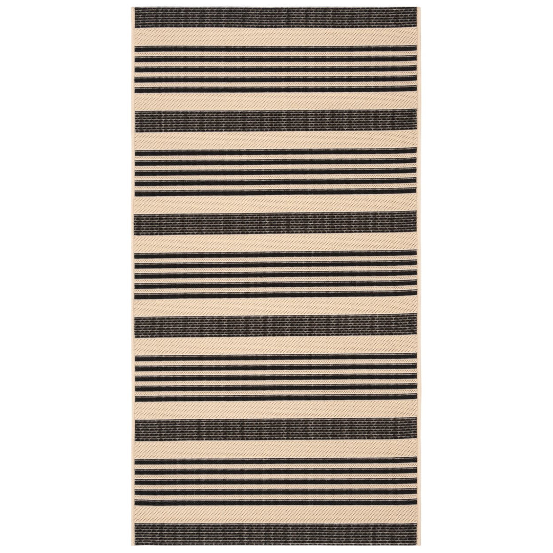 SAFAVIEH Indoor Outdoor CY6062-216 Courtyard Black / Bone Rug Image 1