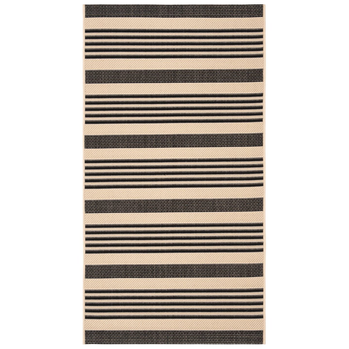 SAFAVIEH Indoor Outdoor CY6062-216 Courtyard Black / Bone Rug Image 1