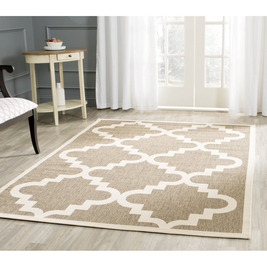 SAFAVIEH Indoor Outdoor CY6017-242 Courtyard Brown / Beige Rug Image 1