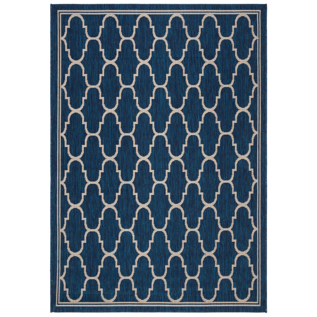 SAFAVIEH Indoor Outdoor CY6016-268 Courtyard Navy / Beige Rug Image 1