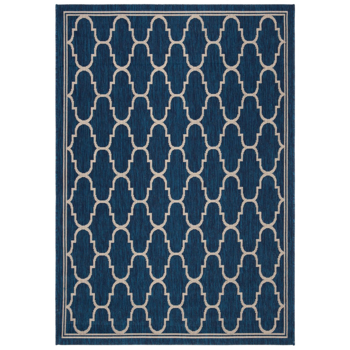 SAFAVIEH Indoor Outdoor CY6016-268 Courtyard Navy / Beige Rug Image 1