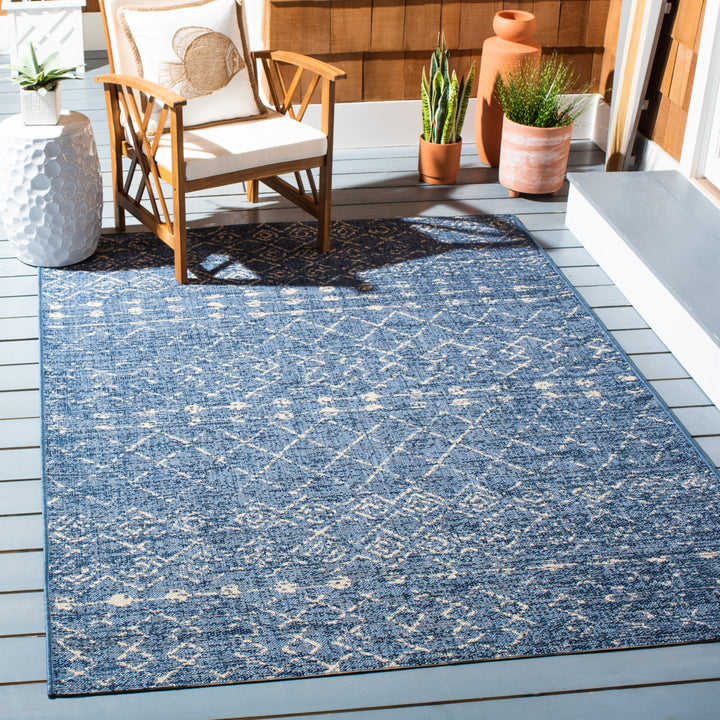 SAFAVIEH Outdoor CY6019-23321 Courtyard Blue / Ivory Rug Image 1