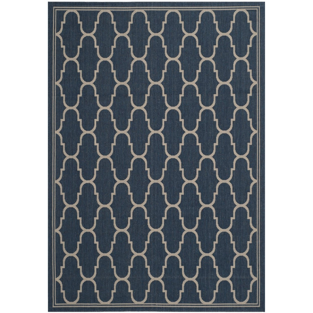 SAFAVIEH Indoor Outdoor CY6016-268 Courtyard Navy / Beige Rug Image 1