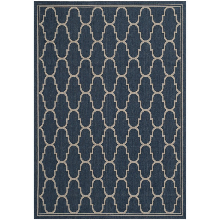 SAFAVIEH Indoor Outdoor CY6016-268 Courtyard Navy / Beige Rug Image 1