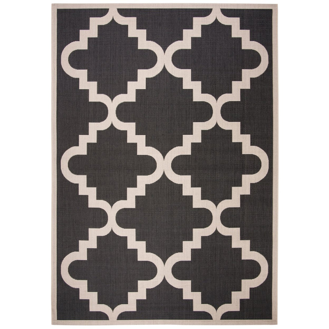 SAFAVIEH Indoor Outdoor CY6017-266 Courtyard Black / Beige Rug Image 1