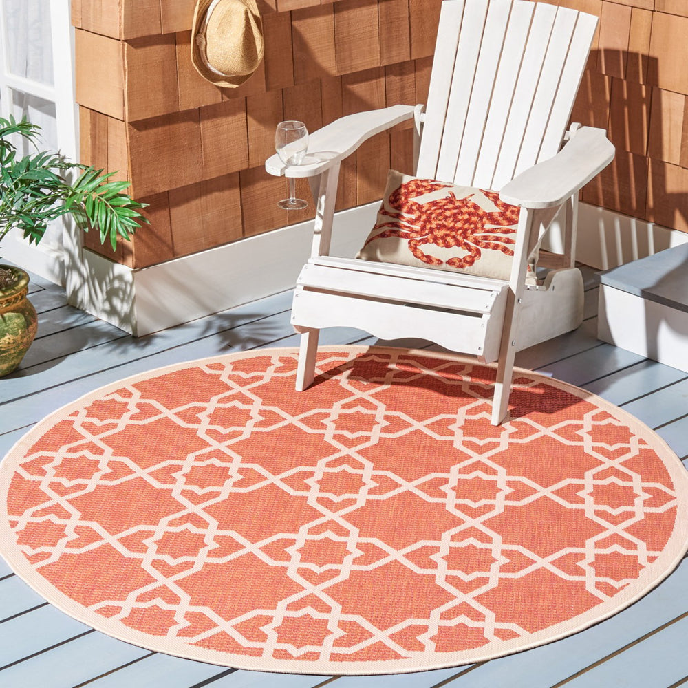 SAFAVIEH Outdoor CY6032-241 Courtyard Terracotta / Beige Rug Image 2