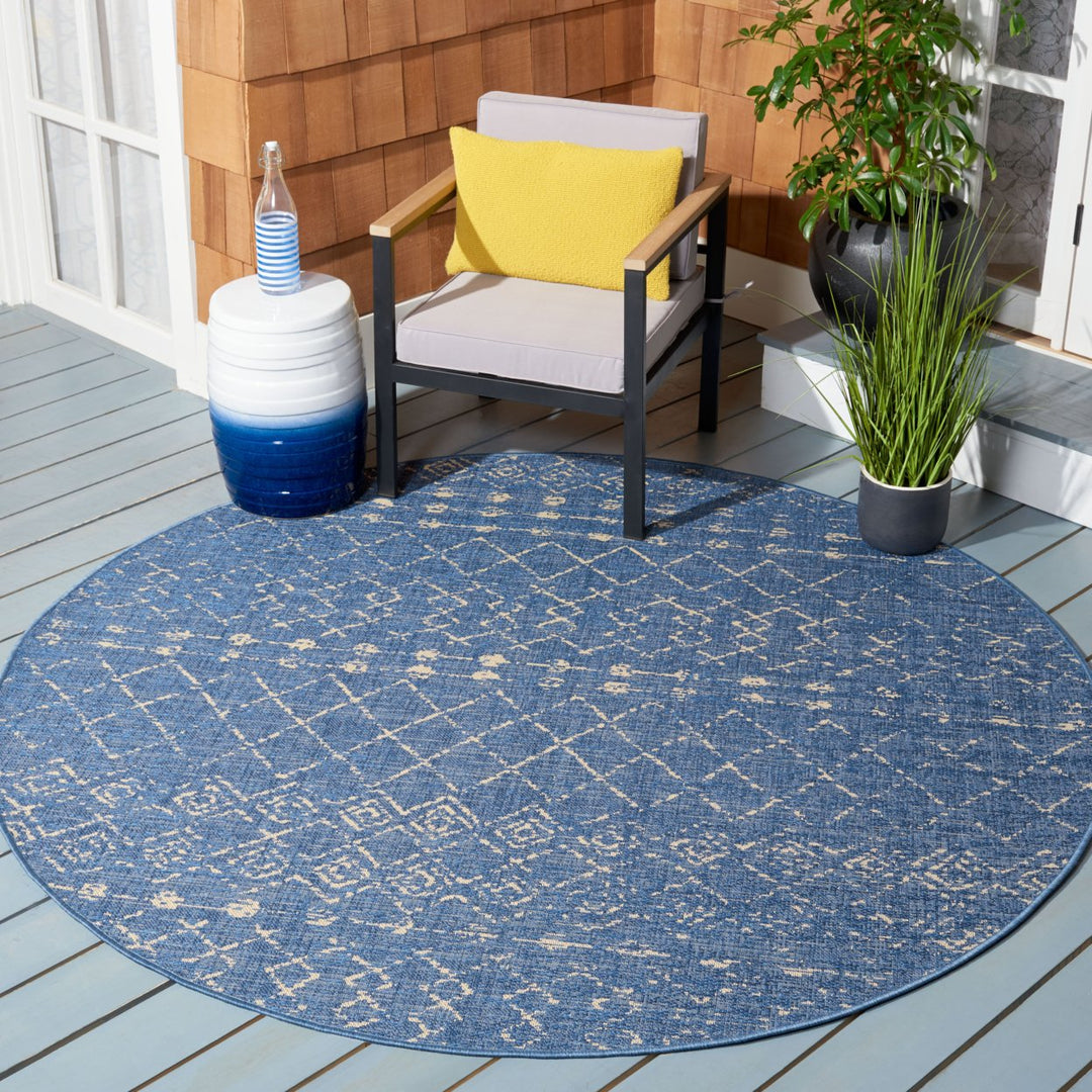SAFAVIEH Outdoor CY6019-23321 Courtyard Blue / Ivory Rug Image 2