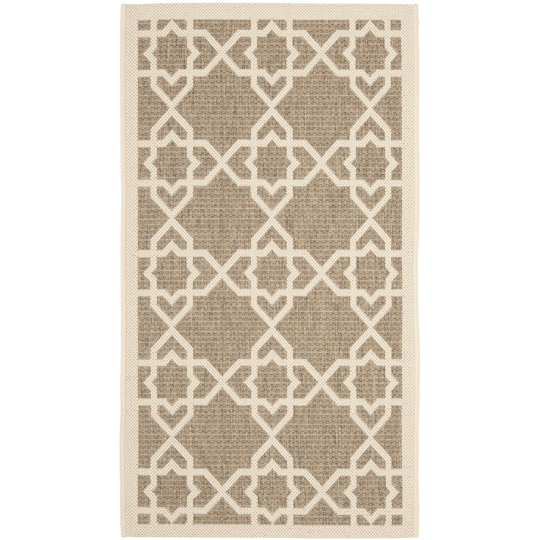 SAFAVIEH Indoor Outdoor CY6032-242 Courtyard Brown / Beige Rug Image 1