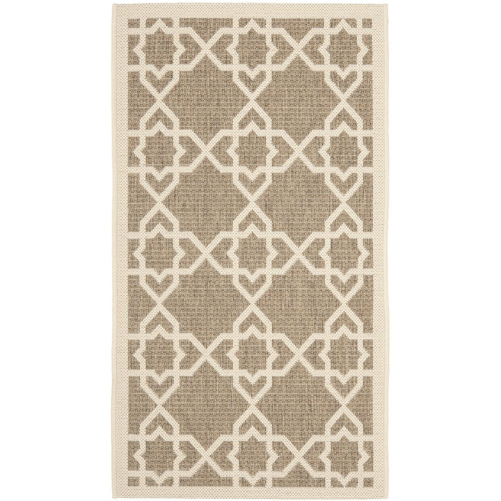 SAFAVIEH Indoor Outdoor CY6032-242 Courtyard Brown / Beige Rug Image 1